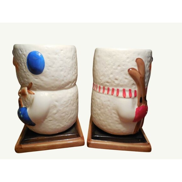 Vintage Snowman Ceramic Hot Chocolate Mugs Set Of 2 - Picture 6 of 8